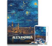 Puzzles for Adults 1000 Pieces Alexandria Egypt Starry Night Art Relaxing Games Difficult Challenge Gift For Birthdays Size 38x26cm