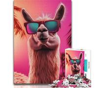 Puzzles for Adults 1000 Pieces Alpaca Wearing Glasses Adult Jigsaw,Staycation Kill Time with Fully Interlocking Randomly Shaped Pieces (size 75x50cm)