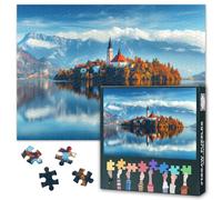 Puzzles for Adults 1000 Pieces, Alpine Bled Lake Jigsaw Puzzles, Bled Castle Adult Puzzle for Adults, Educational Fun Games or Toys for Elders Friends 20X27 INCH