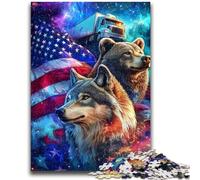 Puzzles for Adults 1000 Pieces American Flag Wolf Challenging To Complete But Fun And Humorous Unique Birthday And Gifts 50x75cm