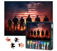 Puzzles for Adults 1000 Pieces, American Soldier Military Jigsaw Puzzles, Group of Soldiers with American Flag Adult Puzzle for Adults, Educational Fun Games or Toys for Elders Friends 20X27 INCH
