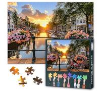 Puzzles for Adults 1000 Pieces Amsterdam at Sunset 1000 Piece Puzzles Home Wall Decoration Funny Challenging Puzzle Suitable for Game Nights for Adults Teens Educational Toys Size: 50x70cm
