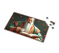 Puzzles For Adults 1000 Pieces An Ancient Scholar With A Long White Beard Holding A Cup And Book Picture Puzzle Puzzle Books For Adults Toddler Toys(300PCS)