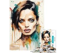 Puzzles for Adults 1000 Pieces Angelina Jolie Painting Impossible Game Learning Educational Toys Birthday Gifts Precision Cutting (Size 50x75cm)