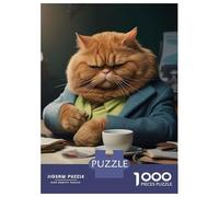 Puzzles for Adults 1000 Pieces Angry Cat In Office Jigsaw Puzzle Brain Teaser Game But Fun And Humorous Christmas Birthday Gifts 52x38cm/1000pcs