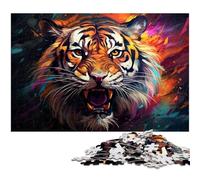 Puzzles for Adults 1000 Pieces Angry Violent Tiger Jigsaw Puzzle A Work of Art for And Teenager Age 14 Years Up 1000 PCS(38x26cm)