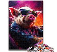 Puzzles for Adults 1000 Pieces Animal Art Pig Puzzles for Teenagers,Fun Present & Activity for Home,Toy for Rainy Days (26x38cm)