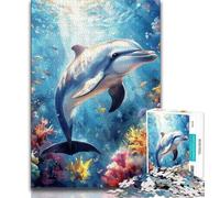 Puzzles for Adults 1000 Pieces Animal Dolphin Puzzles for Teenagers,Stress Reliever Staycation Kill Time Enhance Love between Couples 75x50cm