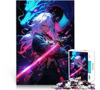 puzzles for adults 1000 pieces Anime Girl with Dragon and Sword Für Familienspaß Wunschliste mit dem Weihnachtsmann38x26cm