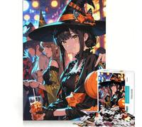 Puzzles for Adults 1000 Pieces Anime Halloween Party with Witches, Hands-on Game, Parent-child Interaction, Unique Gifts for Birthday And Christmas 38x26cm