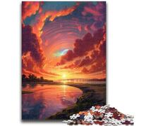 Puzzles for Adults 1000 Pieces Anime Sunset Pirate Ship 1000 Piece Jigsaw,Staycation Kill Time with Matching Poster And Trivia Sheet (75x50cm)