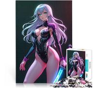 puzzles for adults 1000 pieces Anime Warrior Katana Woman Lernspiele Heimdekoration mit passendem Poster und Quizblatt38x26cm