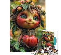 Puzzles for Adults 1000 Pieces Apple Creature Holding A Apple Jigsaw 1000 Pieces Home Decoration Toys Hand Speed Race Brainteaser Family Games (38x26cm)