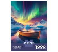 Puzzles for Adults 1000 Pieces Arctic Serenity Aurora & Boat Jigsaw for Adults Brain Teaser Game Analysis And Logic Fun Activities at Home 52x38cm/1000pcs