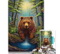 Puzzles for Adults 1000 Pieces Art Animal Bear,Stress Reliever Staycation Kill Time with Matching Poster And Trivia Sheet 38x26cm