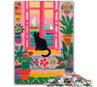 Puzzles for Adults 1000 Pieces Artistic Abstract Black Cat Challenging To Complete But Fun And Humorous Unique Birthday And Gifts 26x38cm