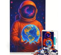 Puzzles for Adults 1000 Pieces Astronaut Holding Earth Space, Brain Teaser Game, Difficult Hard, Deal As Gifts for The Whole Family 38x52cm