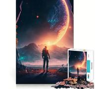 Puzzles for Adults 1000 Pieces Astronaut In Outer Space Tight Fit Play Logic Fun Toy Easy Play Game Xmas Art Gift (50x75cm)
