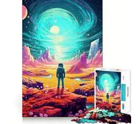 Puzzles for Adults 1000 Pieces Astronaut Lost on Alien Planet Flawless Fit Art Logic Skill Play Slow Game Play Christmas Calm Gift (38x52cm)