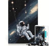 Puzzles for Adults 1000 Pieces Astronaut on A Swing Flawless Fit Art Logic Skill Play Slow Game Play Christmas Calm Gift (38x52cm)