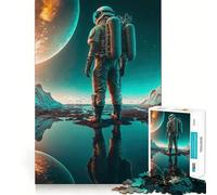 Puzzles for Adults 1000 Pieces Astronaut on New Planet Tight Fit Play Logic Fun Toy Easy Play Game Xmas Art Gift (38x26cm)