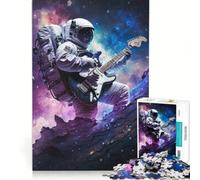Puzzles for Adults 1000 Pieces Astronaut Playing Guitar, Brain Teaser Game, Difficult Hard, Deal As Gifts for The Whole Family 38x26cm