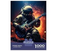 Puzzles for Adults 1000 Pieces Astronaut Playing Guitar in Space Adult Jigsaw Puzzle Hands-on Game Staycation Kill Time Challenging Game Gifts 70x50cm/1000pcs