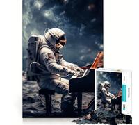 Puzzles for Adults 1000 Pieces Astronaut Playing Piano Tight Fit Play Logic Fun Toy Easy Play Game Xmas Art Gift (38x26cm)