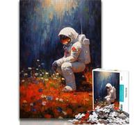 Puzzles for Adults 1000 Pieces Astronaut Praying 1000 Piece Jigsaw,Staycation Kill Time with Matching Poster And Trivia Sheet 75x50cm