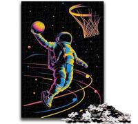 Puzzles for Adults 1000 Pieces Astronaut Shooting Basketball 1000 Piece Jigsaw,Staycation Kill Time with Fully Interlocking Randomly Shaped Pieces (26x38cm)