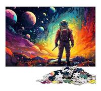 Puzzles for Adults 1000 Pieces Astronaut Standing on Colorful Galaxy Jigsaw Puzzle A Work of Art for And Teenager Age 14 Years Up 1000 PCS(38x26cm)