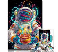 Puzzles for Adults 1000 Pieces Astronaut's Birthday, Pattern Assembly,with Matching Poster And Trivia Sheet for Age 14 Years Up 38x26cm