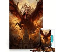 Puzzles for Adults 1000 Pieces Attack Of The Fire Dragon Flawless Fit Art Logic Skill Play Slow Game Play Christmas Calm Gift (50x75cm)
