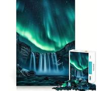 Puzzles for Adults 1000 Pieces Aurora Borealis Waterfall Tight Fit Play Logic Fun Toy Easy Play Game Xmas Art Gift (38x26cm)