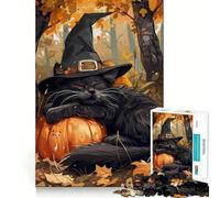 Puzzles for Adults 1000 Pieces Autumn Cat Sleeping on A Pumpkin Flawless Fit Art Logic Skill Play Slow Game Play Christmas Calm Gift (38x26cm)
