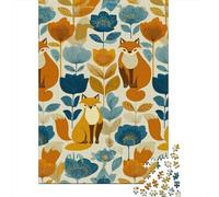 Puzzles for Adults 1000 Pieces Autumn Floral Fox Pattern Jigsaw for Adults Anti-Stress Toys Staycation Kill Time Christmas Birthday Gifts 70x50cm/1000pcs