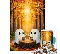 Puzzles for Adults 1000 Pieces Autumn Ghosts Coffee Break Jigsaw for Adults Relaxing Games But Fun And Humorous Unique Birthday And Xmas Gifts (Size 38x52cm)