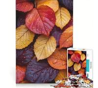 Puzzles for Adults 1000 Pieces Autumn Leaves with Water Droplets, Relaxing Games, Perfect Decoration, Unique Gifts for Birthday And Christmas 50x75cm