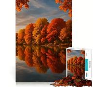 Puzzles for Adults 1000 Pieces Autumn Trees Reflected in Water Flawless Fit Art Logic Skill Play Slow Game Play Christmas Calm Gift (50x75cm)