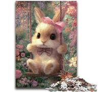 Puzzles for Adults 1000 Pieces Baby Bunny on The Swing Challenging Game And Family Play Wall Decoration Unique Birthday And Xmas Gifts 50x75cm