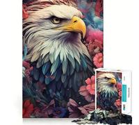 Puzzles for Adults 1000 Pieces Bald Eagle Among Flowers Tight Fit Play Logic Fun Toy Easy Play Game Xmas Art Gift (50x75cm)