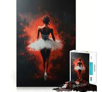 Puzzles for Adults 1000 Pieces Ballet Dancer in Red Fine Cut Design Mind Training Fun Slow Time Fun Birthday Art Play (38x52cm)