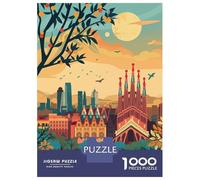 Puzzles for Adults 1000 Pieces Barcelona Dreamscape Puzzles for Adults Brain Teaser Game Home Decoration Fun Activities at Home 52x38cm/1000pcs