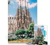 Puzzles for Adults 1000 Pieces Barcelona Spain Church Fine Cut Design Mind Training Fun Slow Time Fun Birthday Art Play (50x75cm)