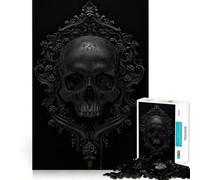 Puzzles for Adults 1000 Pieces Baroque Black Skull Fine Cut Design Mind Training Fun Slow Time Fun Birthday Art Play (50x75cm)