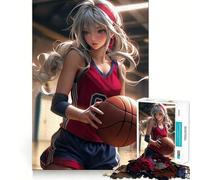 Puzzles for Adults 1000 Pieces Basketball Maiden Girl Fine Cut Design Mind Training Fun Slow Time Fun Birthday Art Play (38x26cm)