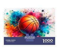 Puzzles for Adults 1000 Pieces Basketball Splash Art Puzzles for Adults Brain Teaser Game Home Decoration Fun Activities at Home 38x26cm/1000pcs
