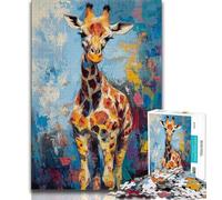 Puzzles for Adults 1000 Pieces Basquiat Giraffe,Help The Brain Exercise Addictive Toys to Cultivate Patience Perfect Decoration (38x26cm)
