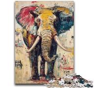 Puzzles for Adults 1000 Pieces Basquiat-style Elephant for Age 14+ Educational Games For Adults And Teenagers Artwork Gift 26x38cm