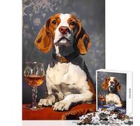 Puzzles for Adults 1000 Pieces Beagle with Wine Glass Puzzle For Teenagers But Fun And Humorous Help The Brain Exercise Gifts for Friends And Family (50x75cm)